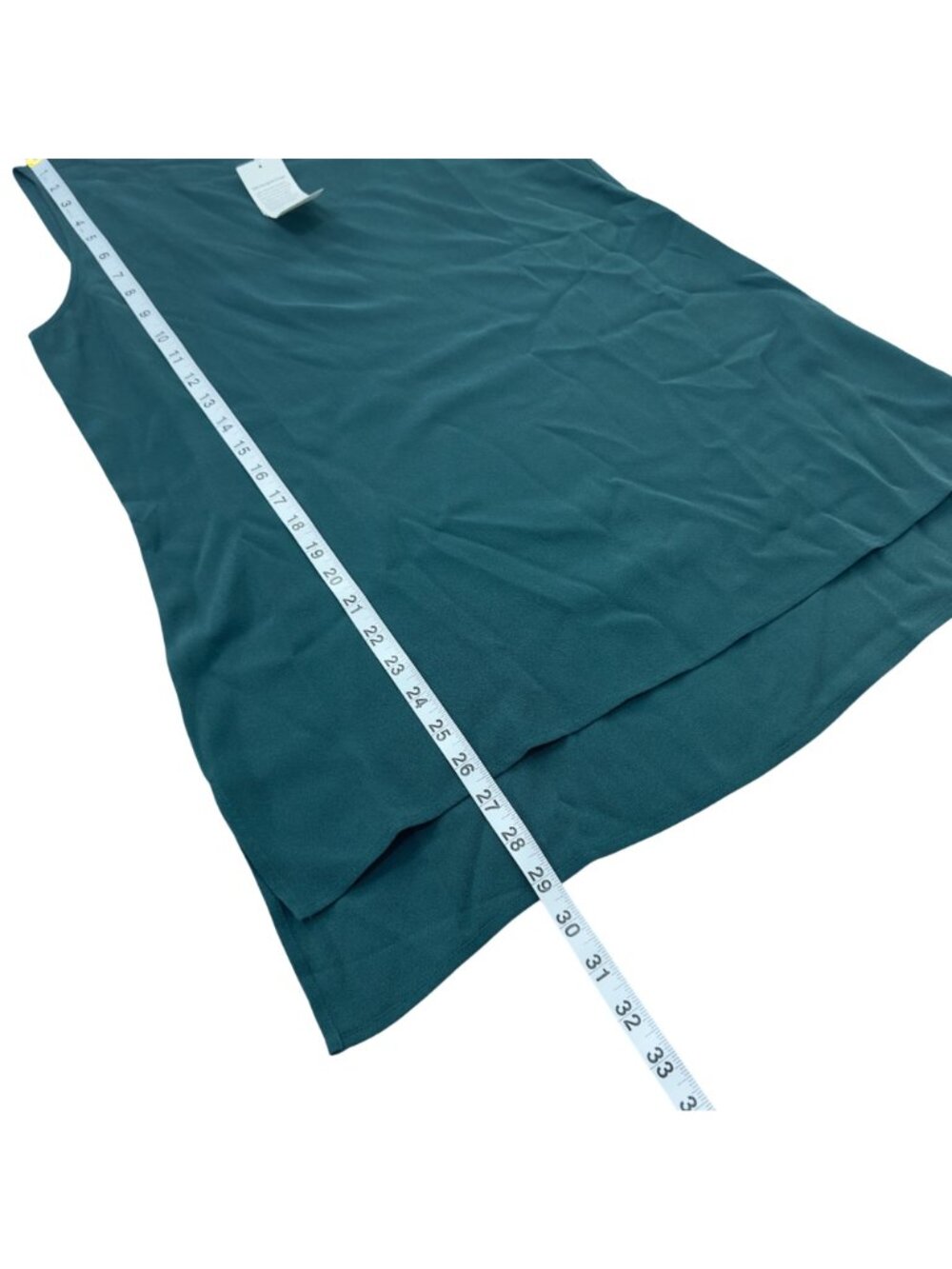 Eileen Fisher Sleeveless Hi-low 100% Silk Georgette Crepe Top Deep Teal Size XS - Picture 7 of 10